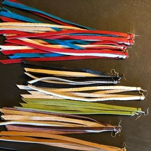 Leather fringe earrings